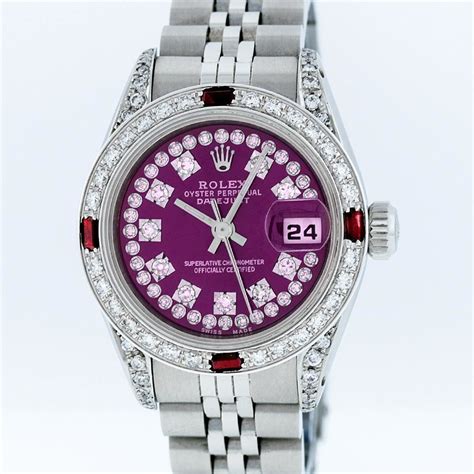 rolex purple face watch 24 diamond